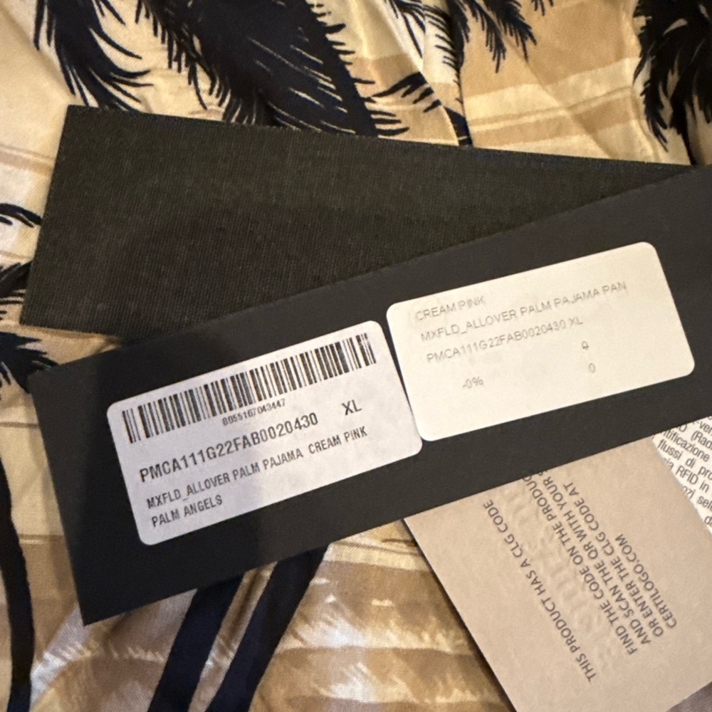 Palm Angels Cream & Navy Palm Print Pajama Shirt